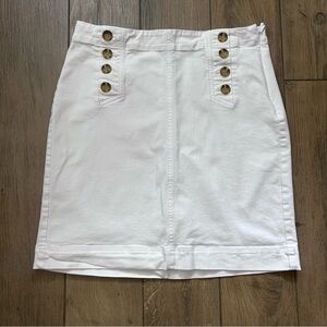 Talbots White Sailor Denim A-Line Nautical Skirt Size 8